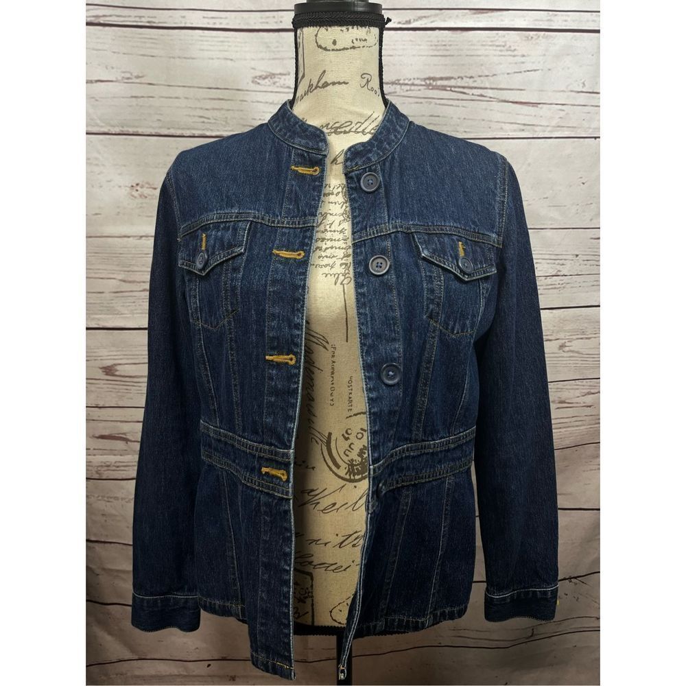 Valerie Stevens Casual Denim Jacket Button Up Long Sleeve Collared